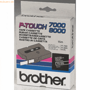 Brother Schriftband TX-315 6mm schwarz/weiß