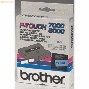 Brother Schriftband TX-531 12mm blau/schwarz