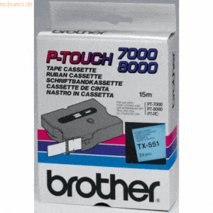Brother Schriftband TX-551 24mm blau/schwarz