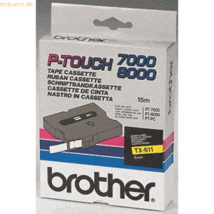 Brother Schriftband TX-611 6mm gelb/schwarz