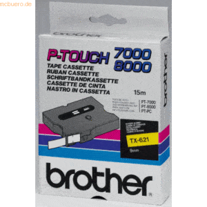 Brother Schriftband TX-621 9mm gelb/schwarz