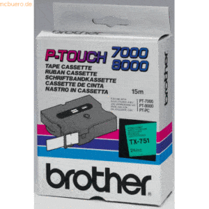 Brother Schriftband TX-751 24mm grün/schwarz