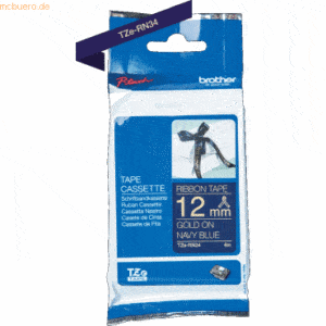 Brother Schriftbandkassette TZe-RN34 Textilband gold/marineblau