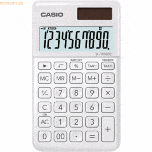 Casio Taschenrechner SL-1000SC Solar-/Batteriebetrieb weiß