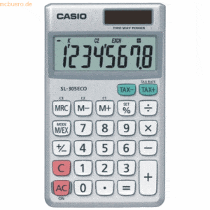 Casio Taschenrechner SL-305 ECO 8-stellig Batterie/Solar-Betrieb silbe