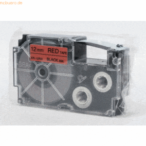 Casio Schriftbandkassette XR-12 RD 12mm schwarz auf rot