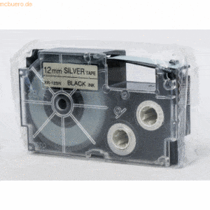 Casio Schriftbandkassette XR-12 SR 12mm schwarz auf silber