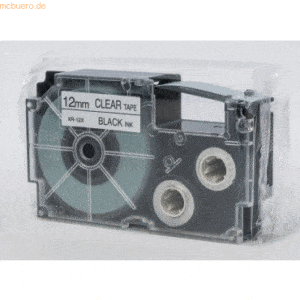 Casio Schriftbandkassette XR-12 X 12mm schwarz auf transparent