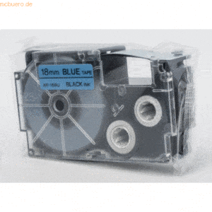 Casio Schriftbandkassette XR-18 BU 18mm schwarz auf blau