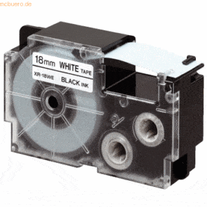 Casio Schriftbandkassette XR-18 WE 18mm schwarz auf weiß