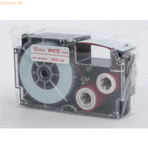 Casio Schriftbandkassette XR-18 WER 18mm rot auf weiß