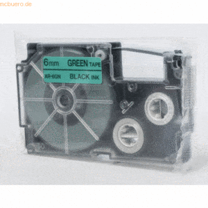 Casio Schriftbandkassette XR-6 GN 6mm schwarz auf grün