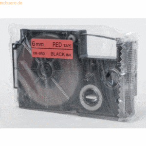 Casio Schriftbandkassette XR-6 RD 6mm schwarz auf rot