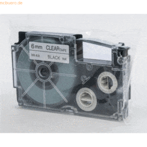 Casio Schriftbandkassette XR-6 X 6mm schwarz auf transparent