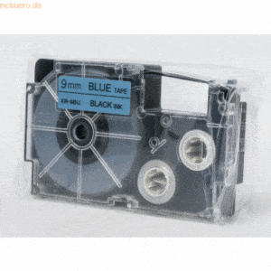 Casio Schriftbandkassette XR-9 BU 9mm schwarz auf blau