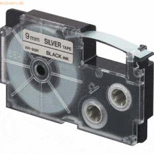 Casio Schriftbandkassette XR-9 SR 9mm schwarz auf silber