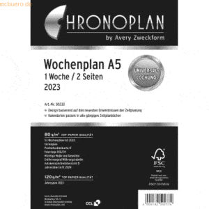 Chronoplan Wochenplan A5 1 Woche/2 Seiten Kalendarium 2023