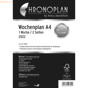 Chronoplan Kalendarium Wochenplan A5 (1 Woche/2Seiten) in Spalten 2022