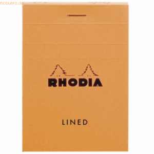 10 x Rhodia Notizblock Rhodia Nr. 11 A7 liniert 80 Blatt orange