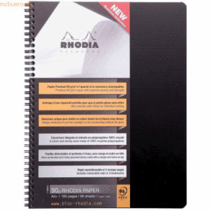 Rhodia Notizbuch A4+ 80 Blatt Wire-O-Bindung 90g liniert mit Rand schw
