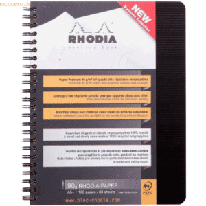 5 x Rhodia Notizbuch A5+ 80 Blatt Wire-O-Bindung 90g mit Vordruck schw