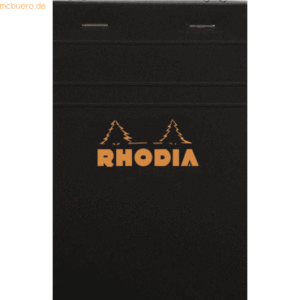Rhodia Notizblock Rhodia Nr. 14 11x17cm kariert 80 Blatt schwarz