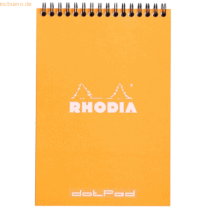 5 x Rhodia Spiralnotizblock A5 80 Blatt 80g Dot Lineatur orange