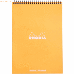 5 x Rhodia Spiralnotizblock A4 80 Blatt 80g Dot Lineatur orange