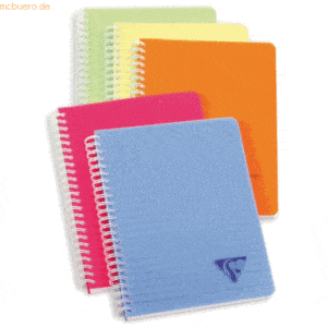 5 x Clairefontaine Spiralheft A5 kariert farblich sortiert VE=90 Blatt