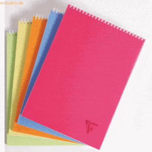 5 x Clairefontaine Spiralblock Linicolor A4 80 Blatt liniert Mikroperf