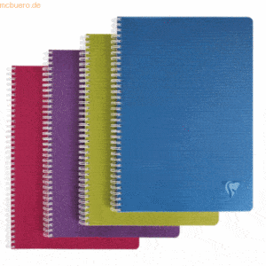 5 x Clairefontaine Spiralbuch Linicolor A5 90 Blatt kariert farbig sor