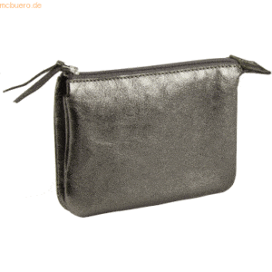 4 x Clairefontaine Tasche klein Leder mit 2 Fächern 13x9cm graphite
