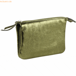 4 x Clairefontaine Tasche klein Leder mit 2 Fächern 13x9cm green