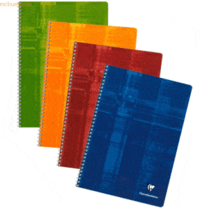 Clairefontaine Spiralbuch A4 liniert mit Rand 50 Blatt farbig sortiert