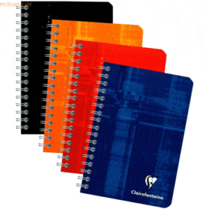 10 x Clairefontaine Spiralheft 9x14cm kariert 50 Blatt farbig sortiert