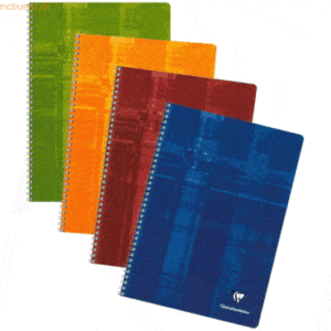 10 x Clairefontaine Spiralbuch A4 kariert mit Rand 50 Blatt farbig sor