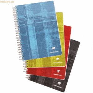 3 x Clairefontaine Spiralbuch A4 kariert 180 Blatt farbig sortiert