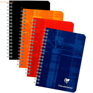 Clairefontaine Spiralheft 9x14cm kariert 90 Blatt farbig sortiert