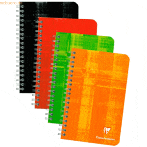 5 x Clairefontaine Spiralheft 11x17cm liniert 90 Blatt farbig sortiert