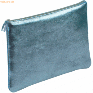 4 x Clairefontaine Schlampermäppchen Leder flach 22x11cm indigo