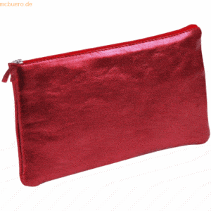 4 x Clairefontaine Schlampermäppchen Leder flach 22x11cm red