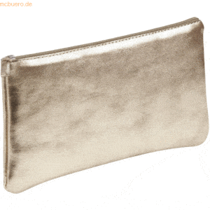 4 x Clairefontaine Schlampermäppchen Leder flach 22x11cm grey