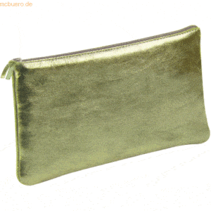 Clairefontaine Schlampermäppchen Leder flach 22x11cm green