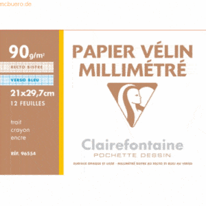 10 x Clairefontaine Millimeterpapier A4 weiß 90g/qm 12 Blatt