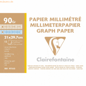 10 x Clairefontaine Millimeterpapier A4 gelocht weiß 90g/qm 12 Blatt