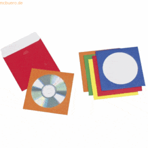 Connect CD/DVD-Hüllen Papier farbig sortiert selbstklebend VE=50 Stück