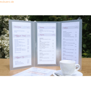 5 x Dataplus Bistrokarte 3-teilig (6 Taschen) transparent