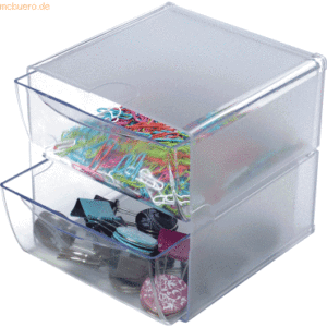 Deflecto Organiser Cube transparent 2 Schubladen 15x15x18
