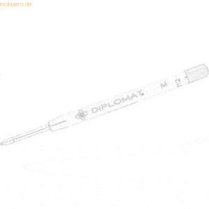 12 x Diplomat Kugelschreibermine G2-Format M schwarz Gehäuse weiß