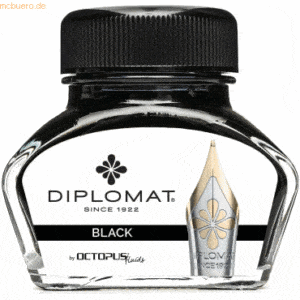 6 x Diplomat Tintenglas 30 ml schwarz
